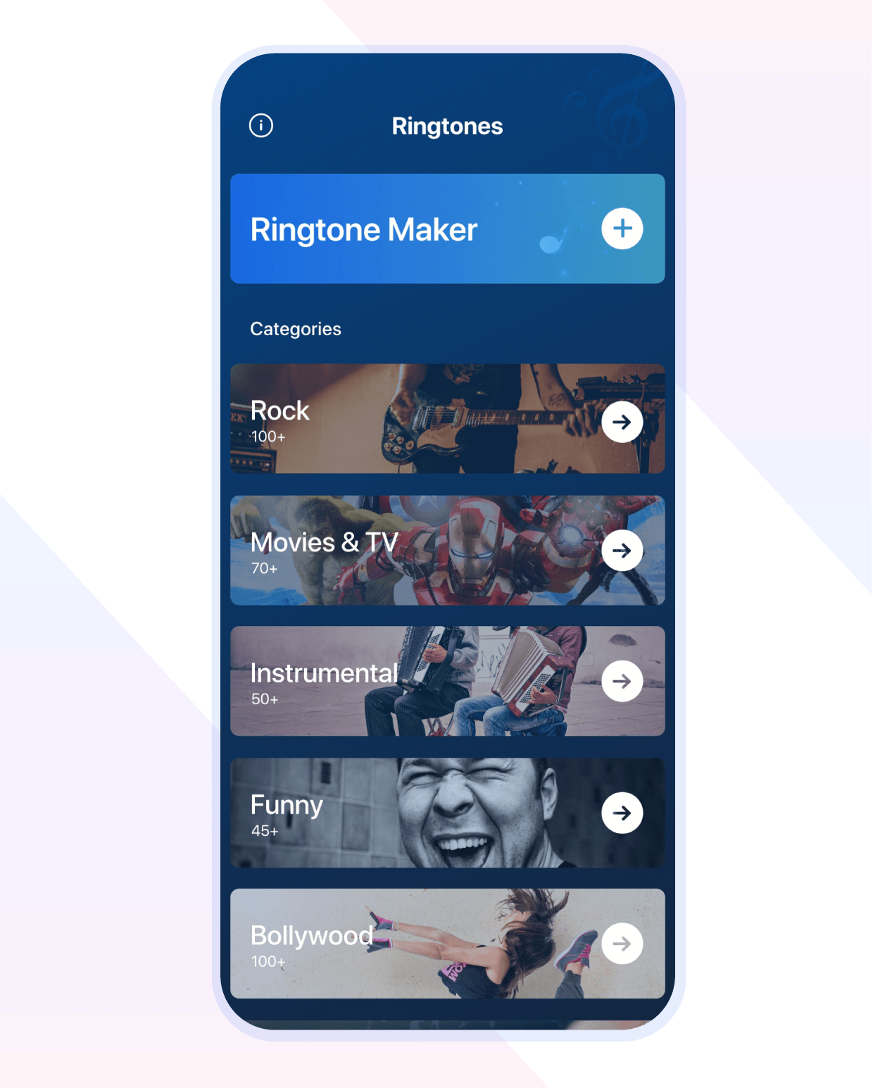 Ringtone categories of Ringtone Maker App