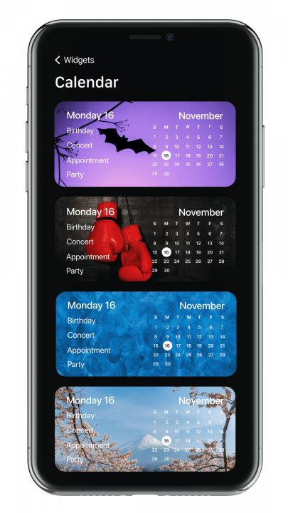 Kalender widgets van color widgets app.