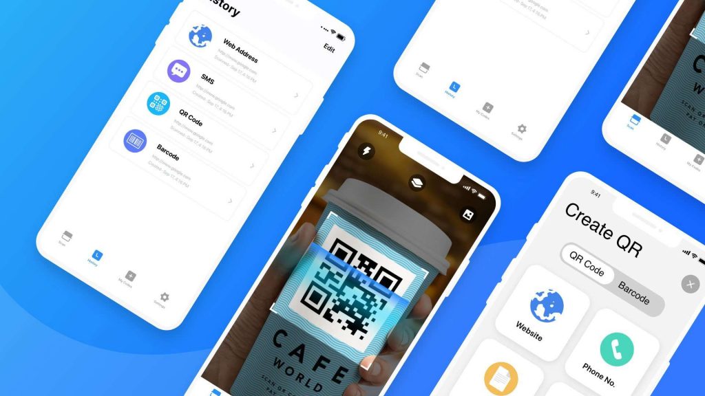 Different features of the QR code scanner app