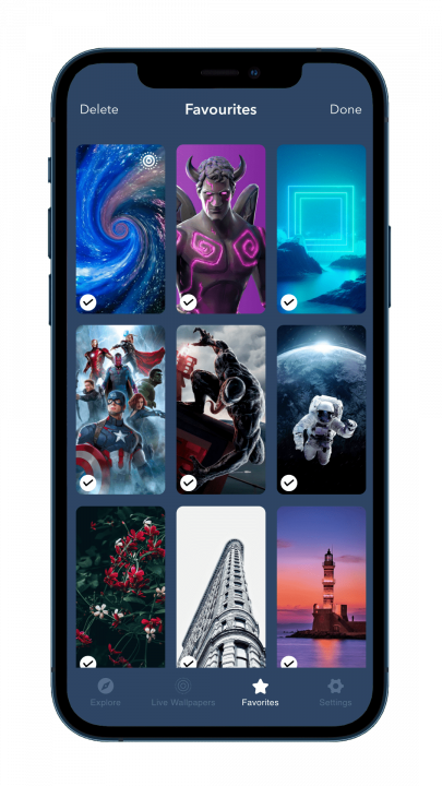 Favorites for a custom collection of wallpapers for iPhone