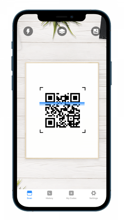 Phone screenshot showing QR scanner