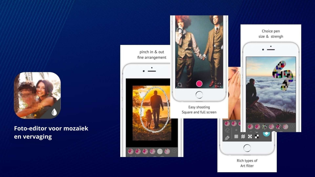 Foto-editor voor mozaïek en vervaging