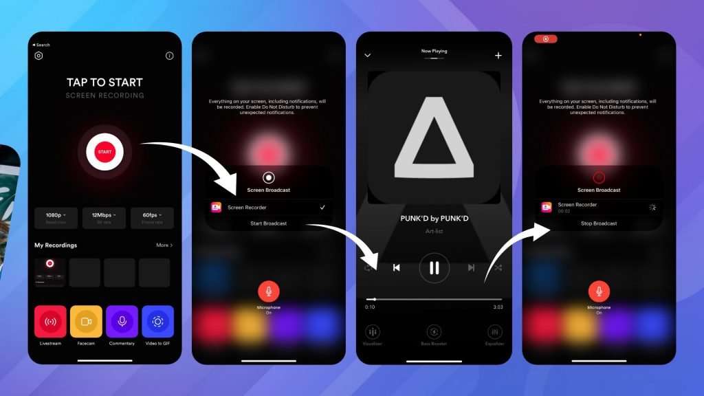 hoe video opnemen met achtergrondmuziek op iPhone - Screen Recorder voor iPhone app 01